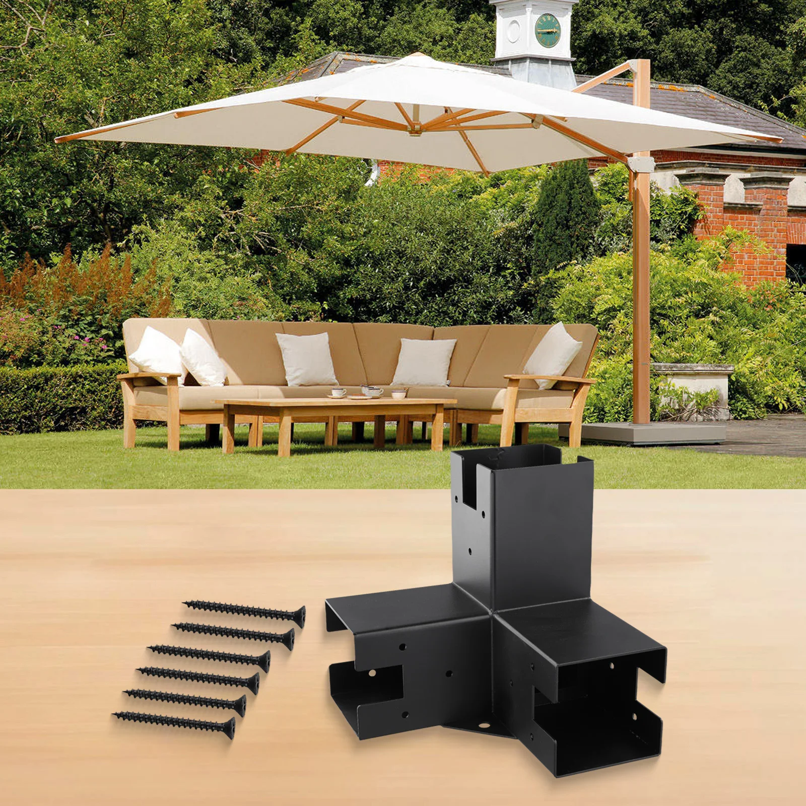 

90 Degree Woodwork Kit Right Angle Corner Bracket Pergola Construction Weather-Proof Performance High-Quality Steel
