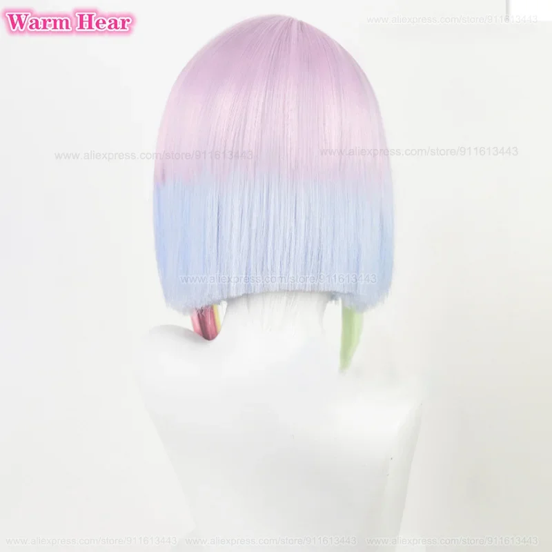 High Quality Anime 45cm Lucy Cosplay Wig Anime Cosplay Multicolor Gradient Wig Hair Heat Resistant Lucy Rebecca Wigs Wig Cap image 6