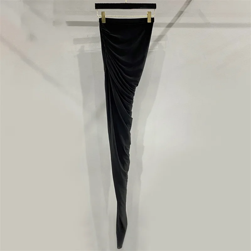 

Women's skirt New asymmetric elastic slim fit long skirt for summer 2025 High waisted split floor skirt y2k Women's half skirt