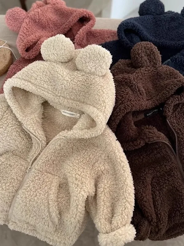 

Детская зимняя модная удобная теплая милая корейская версия однотонная меховая молния с ушами и застежкой-молнией Princ Sle Lo...