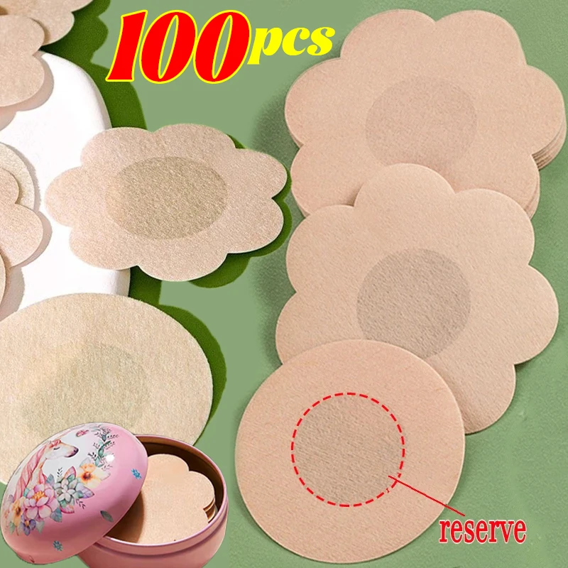 100pcs Women's Safety Nipple Cover Stickers Sexy Breast Lift Tape Patch Intimates Female Invisible Bra Self-Adhesive Chest Pads