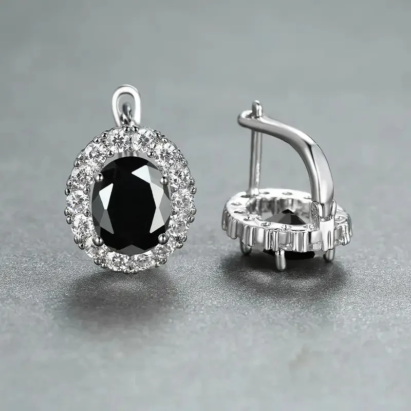 925 فضة مكعب زركونيا هوب أقراط للنساء الأحمر/الأرجواني/الوردي/الأبيض/الأزرق تشيكوسلوفاكيا أقراط موضة جديدة مجوهرات نسائية #3