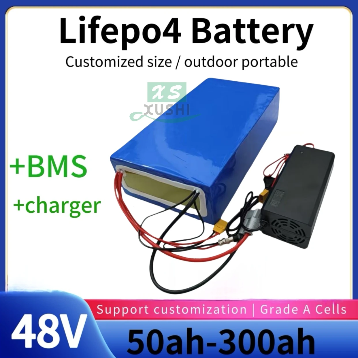 

XS 48V Lifepo4 Lithium Battery 50Ah 100Ah 150Ah 200Ah 300Ah pack bluetooth Parellel for Solar system 3000W 5000W 6000W Inverter
