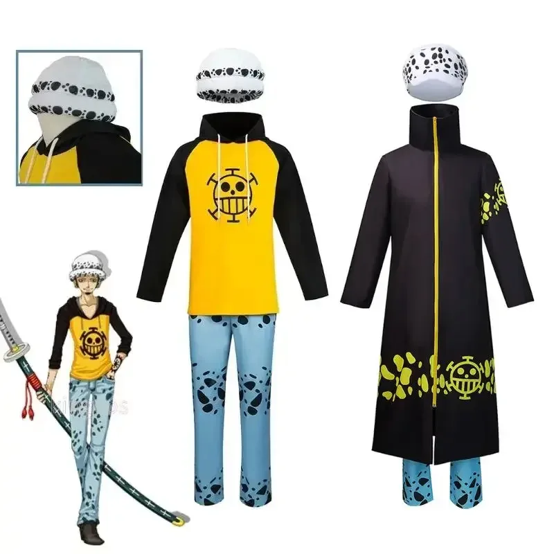 

Аниме One Cos Piece Trafalgar Law Косплей Толстовка Брюки Шляпа Костюм для Взрослых Мужчин Fantasia Luffy Одежда Маскировочный Костюм на Хэллоуин