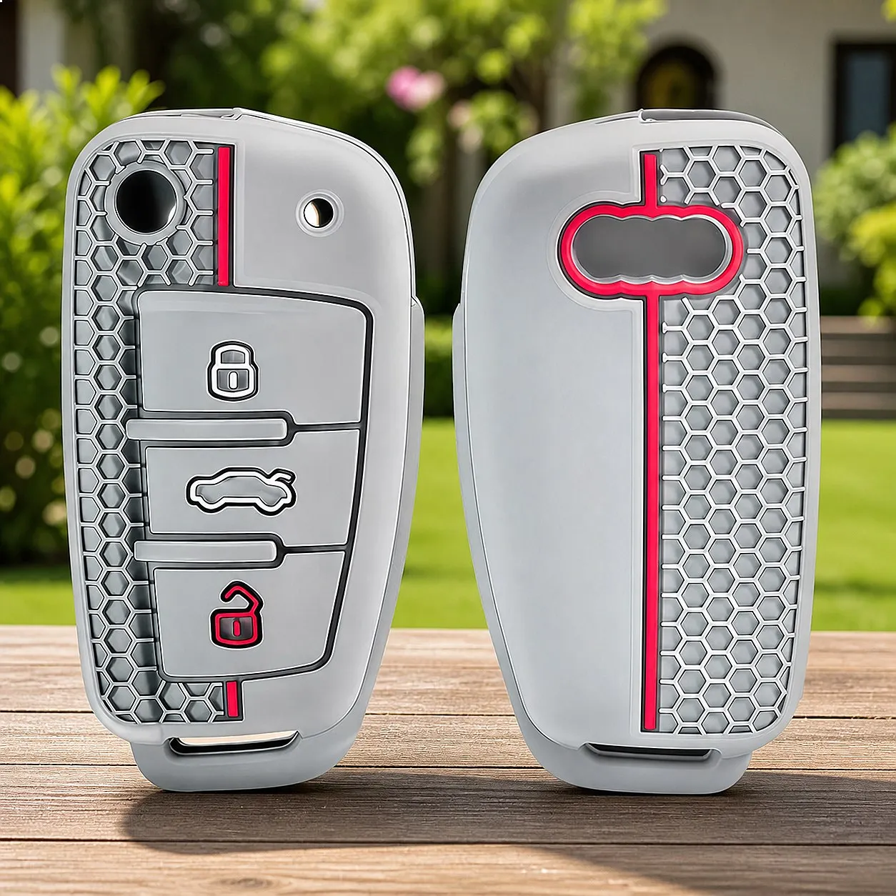 3 Button Silicone Car Remote Key Case Cap Cover Shell Keychian Fob Holder for Audi A4 B7 A6 C6 4f 8v A3 8p A1 A3 Holder Jacket