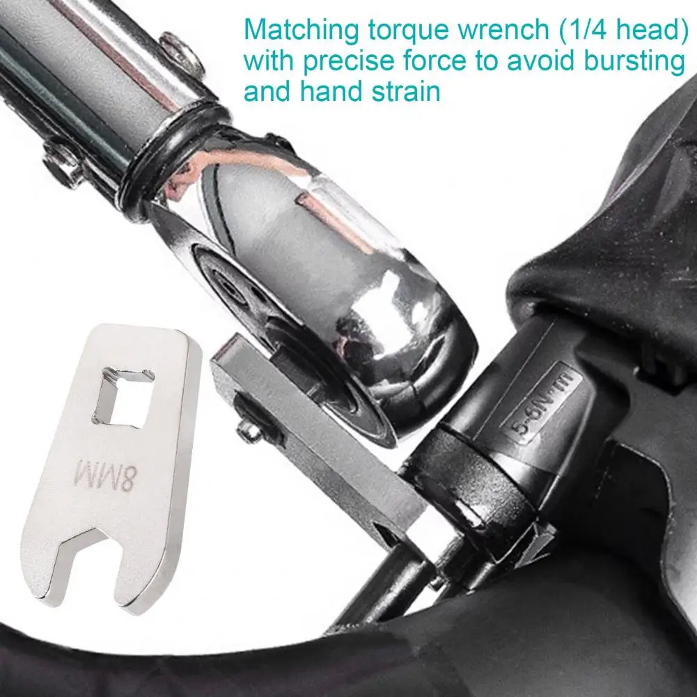 Torque Wrench Opening Head 8mm Torque Wrench Head Heavy Duty Bike Disc Brake Tool Cable Tubing Oil Hose Pipeline Opening Wrench