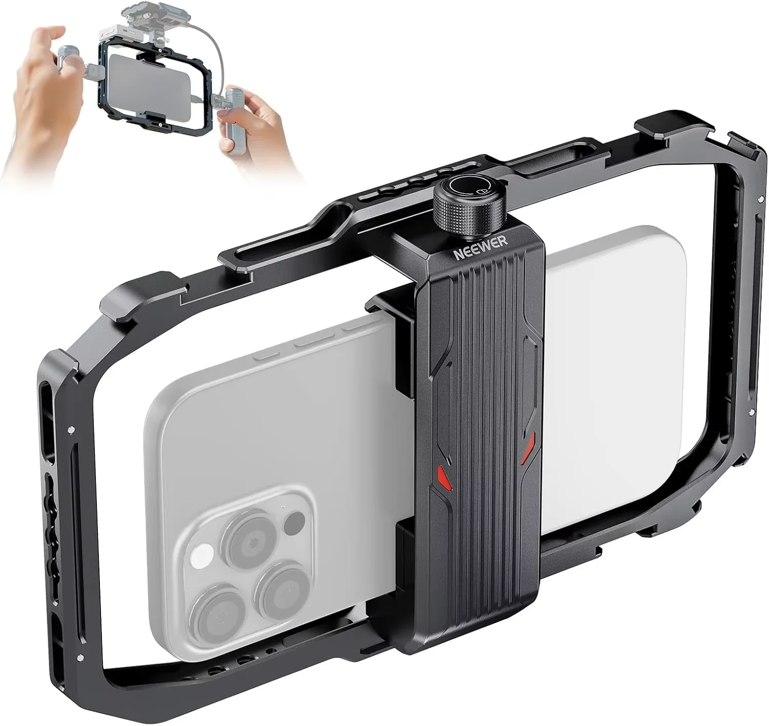 

NEEWER Universal Phone Cage, Smartphone Video Rig with Quick Release Mounts Cold Shoes for Videomaker Filmmaking Vlogging