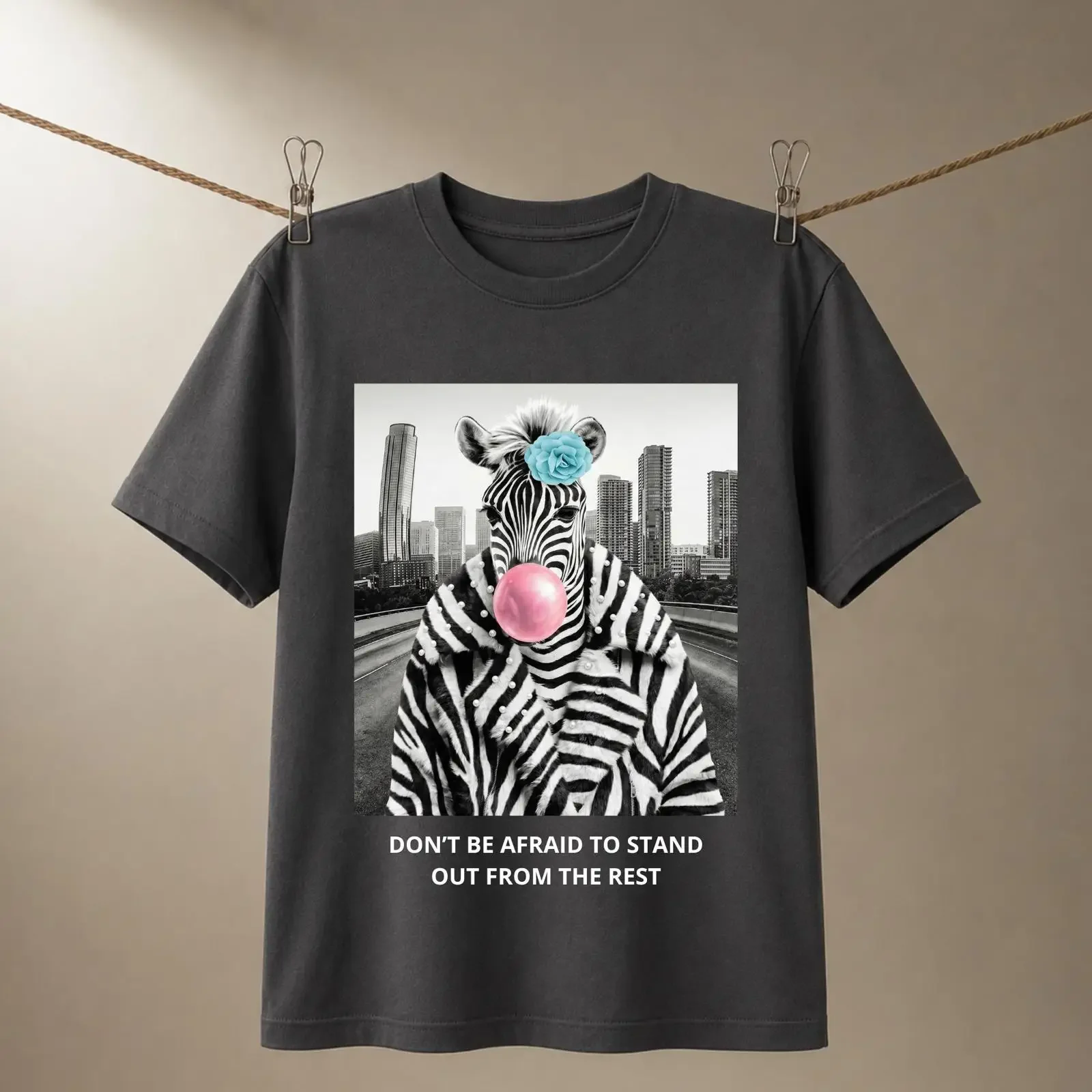 Stand Out From The Rest Funny Zebra Bubble Gum T shirt Trendy Inspirational Mental Health Casual Top vintage Washed Breathable