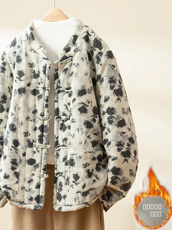 معطف شتوي من القطن والكتان Hanfu للنساء بتصميم عتيق طويل Sve ملابس خارجية مستديرة Ne ملابس صينية تقليدية #1