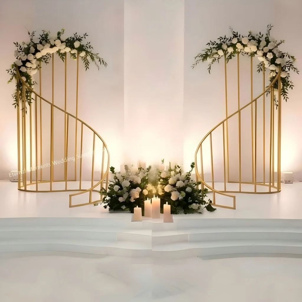 

Wedding Arch Wrought Iron Fence, Large Curved Backdrop Frame for Wedding Stage Decor, Ceremony Aisle Arc Fence