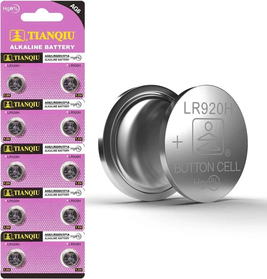 Alkaline Button Coin Cell Battery AG6 1.55V 371 SR920SW For Watch Replacement, LR920 SR927 171 370 L921 LR69