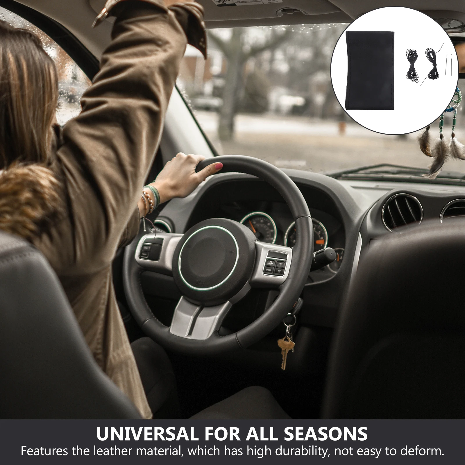 

Steering Cover Steering Wheel Cover For Women Black Cloth Universal Car Truck Accessories Durable Soft All Seasons
