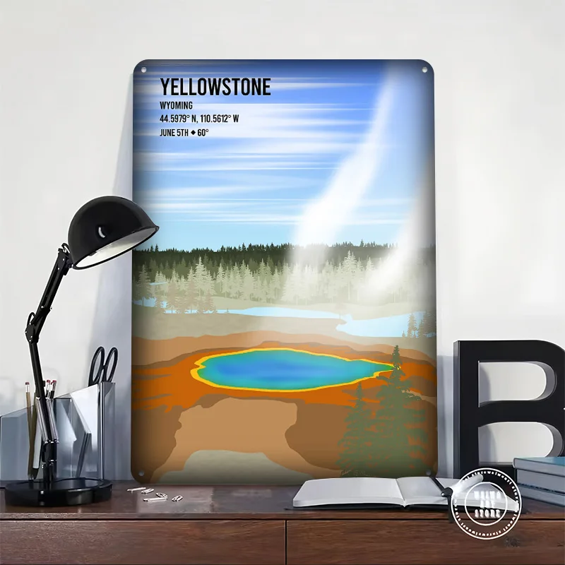 Yellowstone Geyser Metal Poster Perfect Gift for Fans Lovers Customized Wall Art Metal Sign for Wand Deko Living Room Decoration