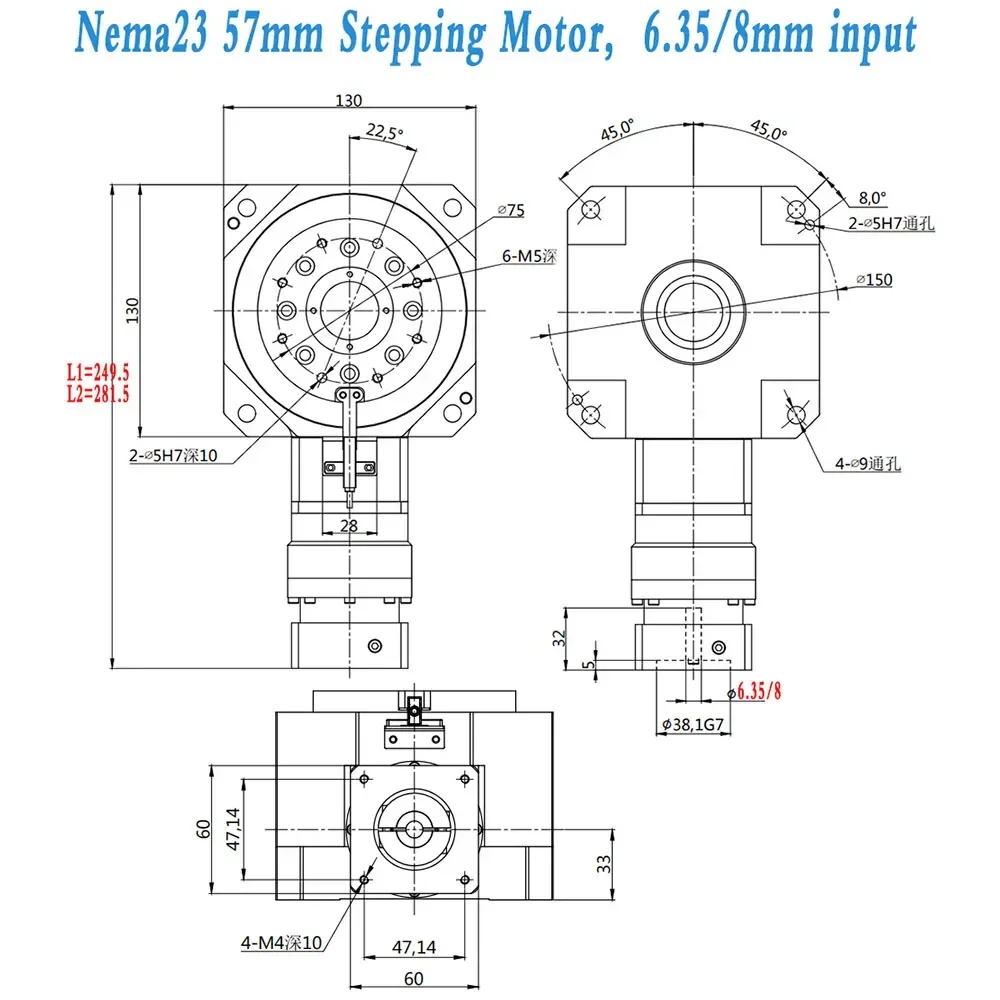 Disc Flange 130mm 2arcmin Precise Hollow Rotating Platform Replaces DD Motor cam Divider Nema23 Stepper Motor/ 60 Servo Motor