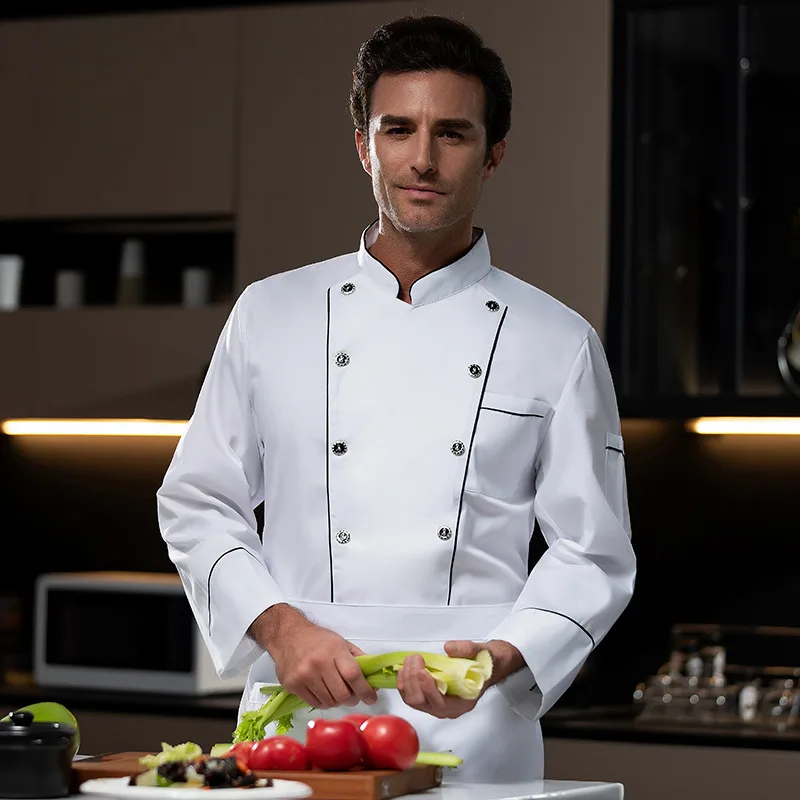 서양 레스토랑 요리사 유니폼 가을 겨울 복장 케이터링 호텔 캔틴 베이커 케이크 가게 작업복 긴 소매