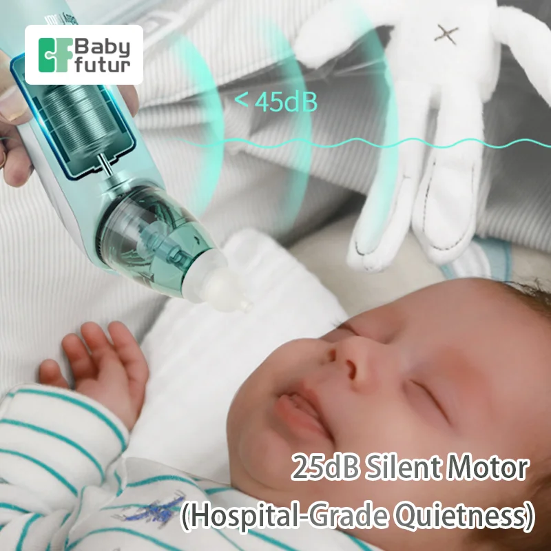 Babyfutur Baby Nasal Care  Nose Suction Device with Food Grade Silicone Mouthpiece 3 Suction Modes and Soothing Music