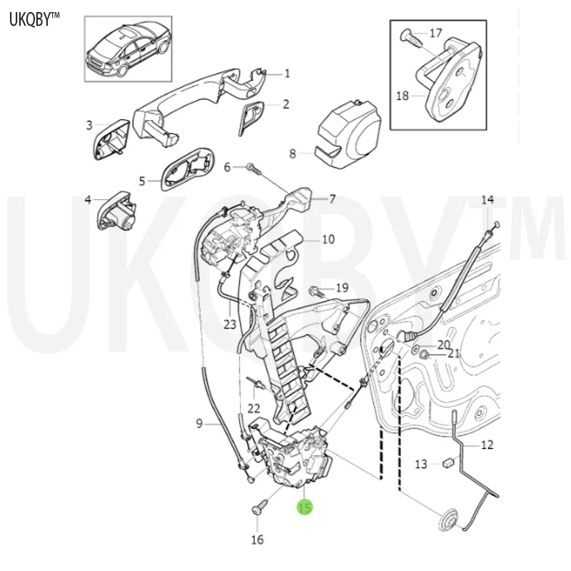 Lock button, right shock absorber cable lock, left six point screw socket flange nut