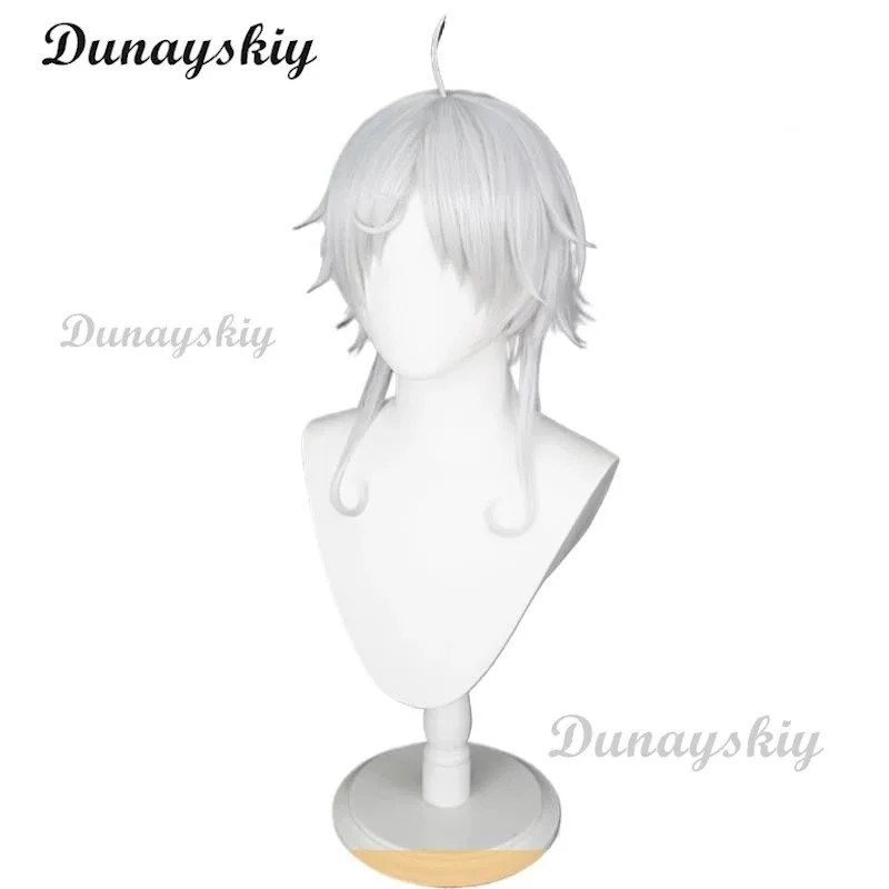 Peluca de Cosplay de Anime Mushoku Sylphiette Tensei 2, pelo corto gris, compatible con gafas, orejas, pelo de fibra resistente al calor + gorro de peluca para Halloween