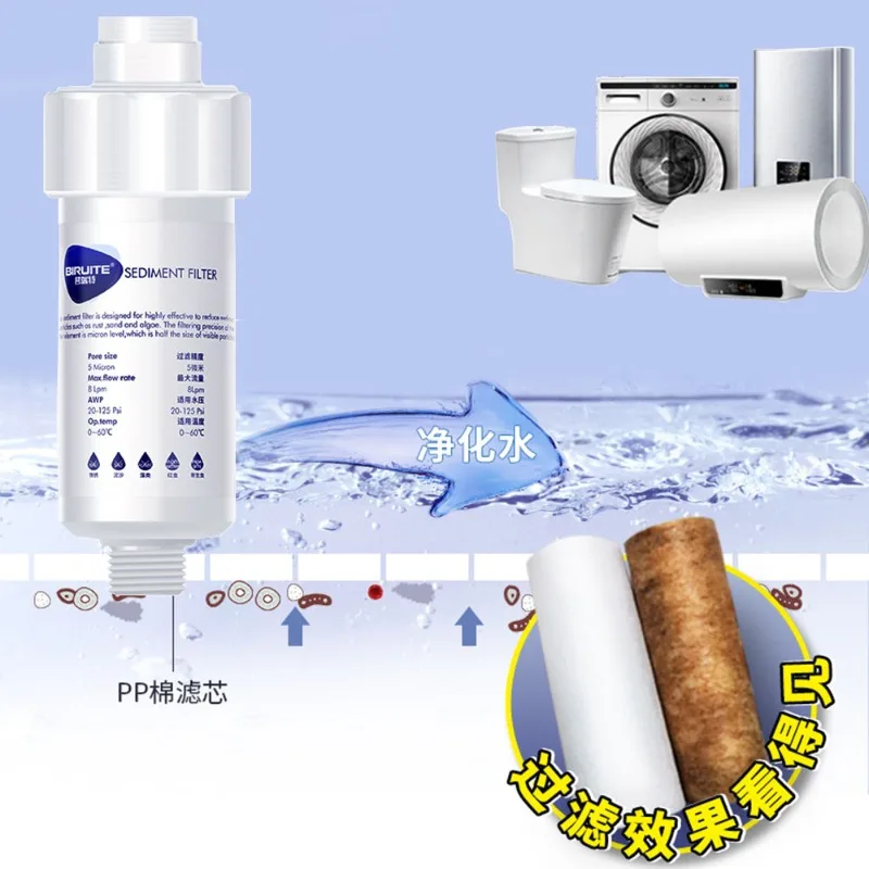 Pre-Filter Water Filter PP Cotton Filter Purifier Removal Heavy Metal Purifier Shower Washing Machine Filter Home Health