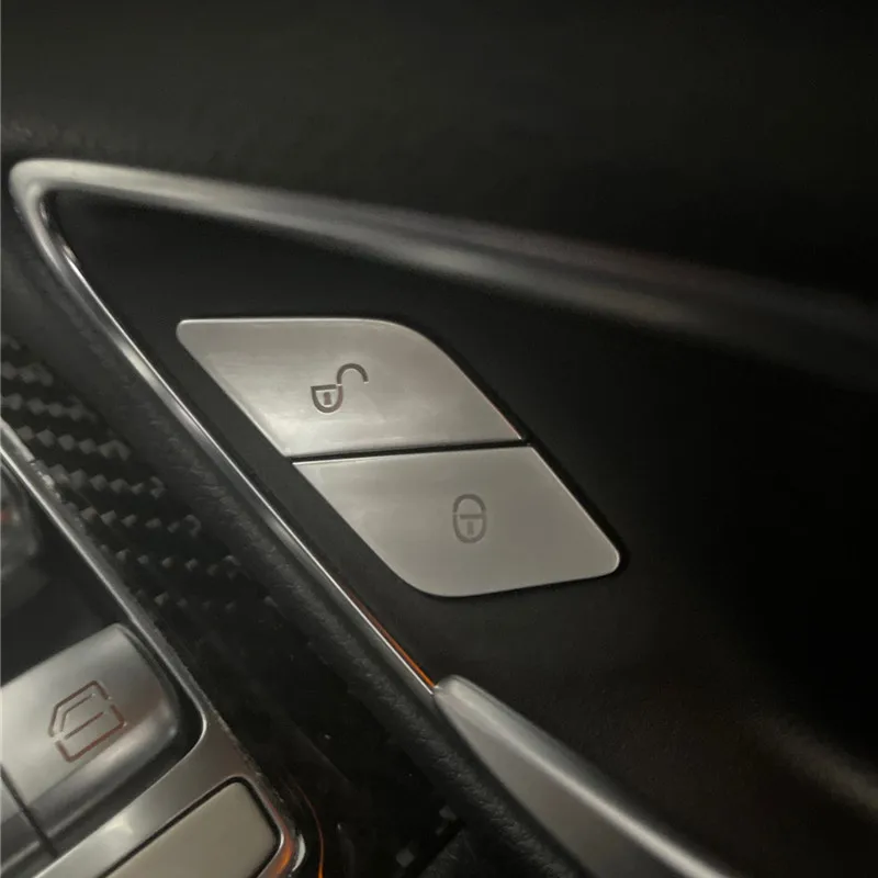 ABS Car Door Lock Unlock Buttons Cover Stickers Fit For Mercedes Benz C E Class GLC W205 W213 X253 Vito W447 Auto Accessories