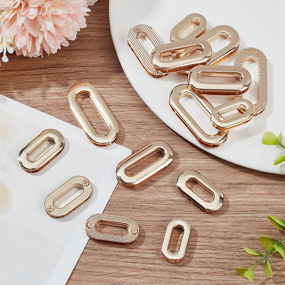 16Pcs 4 Style Zinc Alloy Screw-in Grommet Eyelet Findings for Bag Making Oval Light Gold 2.55~4.35x1.4~1.9x0.55~0.65cm view 3