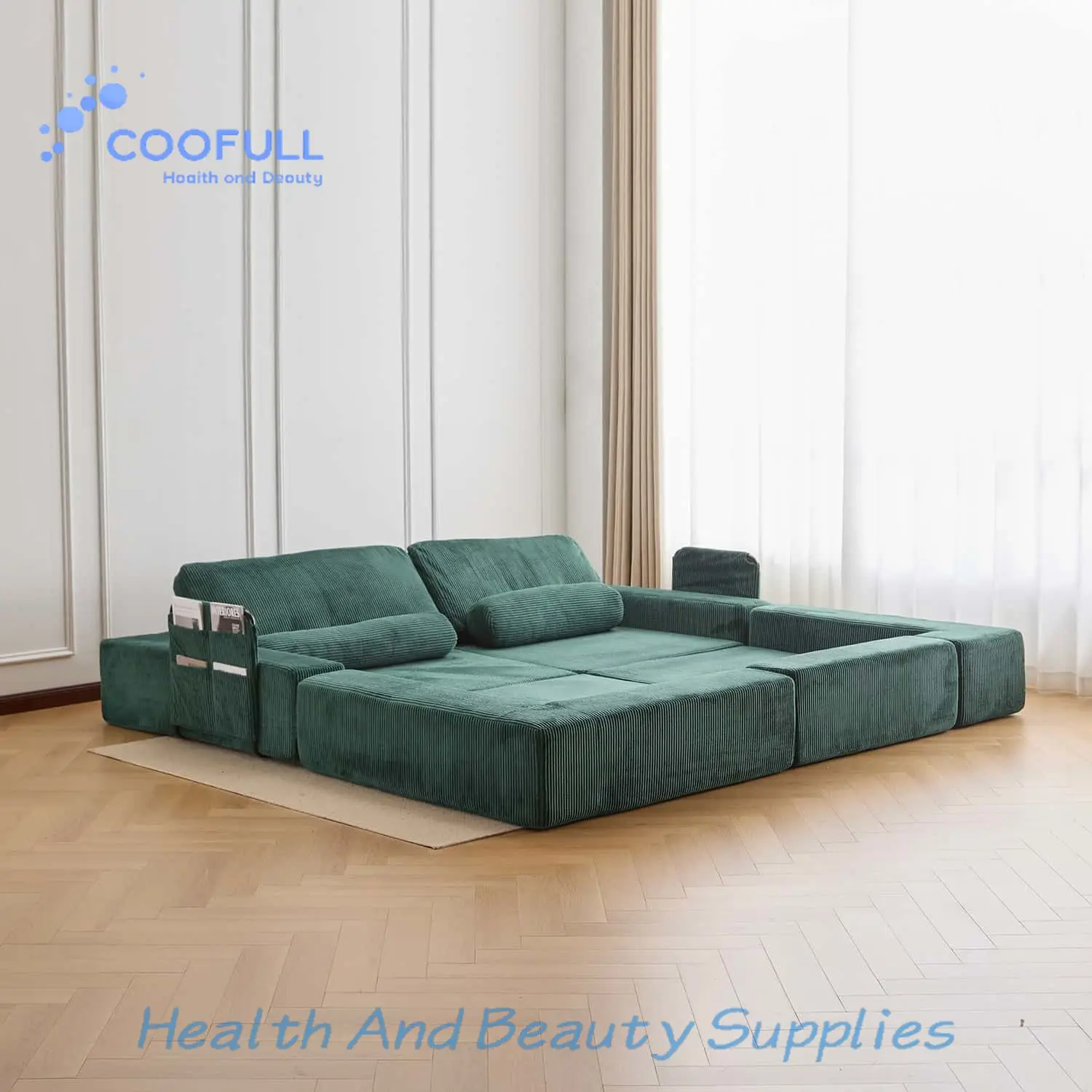 Coofull USA Warehouse Free Shipping Modern Living Room Vacuum Upholstery Sectional Modular Compressed Sofa