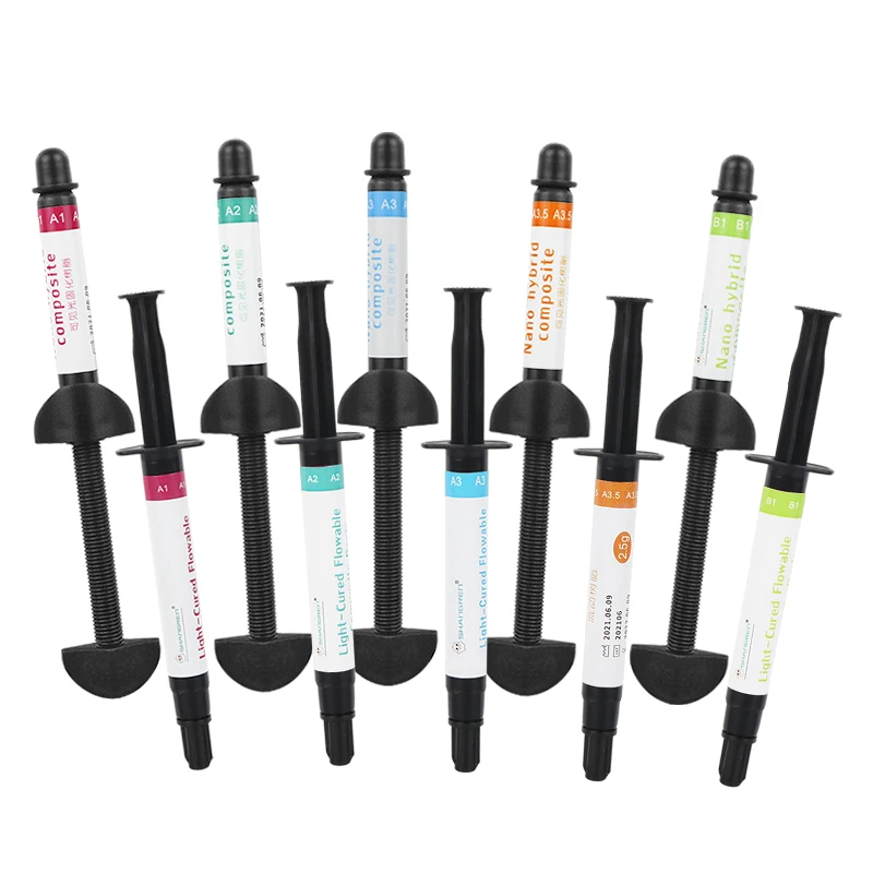 

Dental Resins Soild Light Curing A1 A2 A3 A3.5 B1 2.5g Syringe Delivery Tips Etch Gel Adhesive Bonding Dentist Consumables