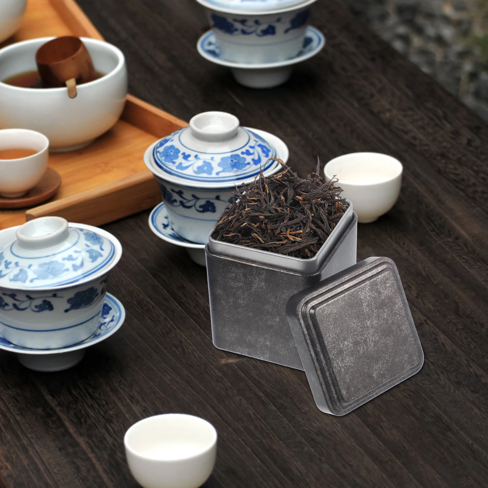 

4pcs Candy Gift Box Tea Coffee Sugar Canister Set Tinplate Storage Containers For Kitchen Counter Loose Leaf Organizer