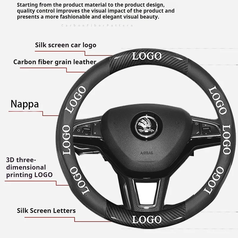 Car Steering Wheel Cover For Skoda VRS Octavia SUPERB FABIA KAMIQ KAROQ KODIAQ RAPID Anti Slip Steering Covers Car Accessories