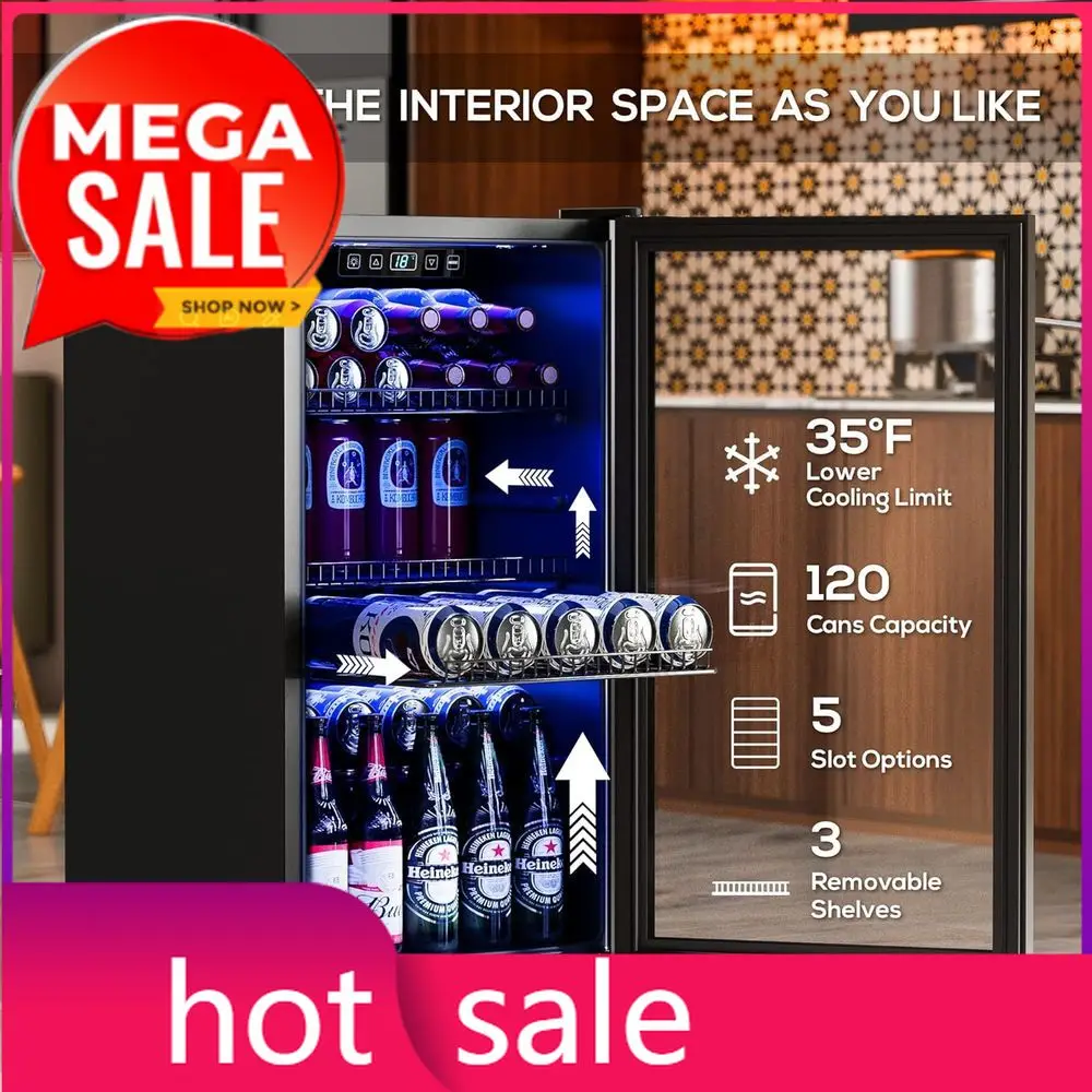 

Акция: Мини-холодильник со стеклянной дверцей для напитков, вместимость 120 банок, регулируемые полки, цифровой контроль температуры, 3.2 куб. фута. Фут. (Черный)