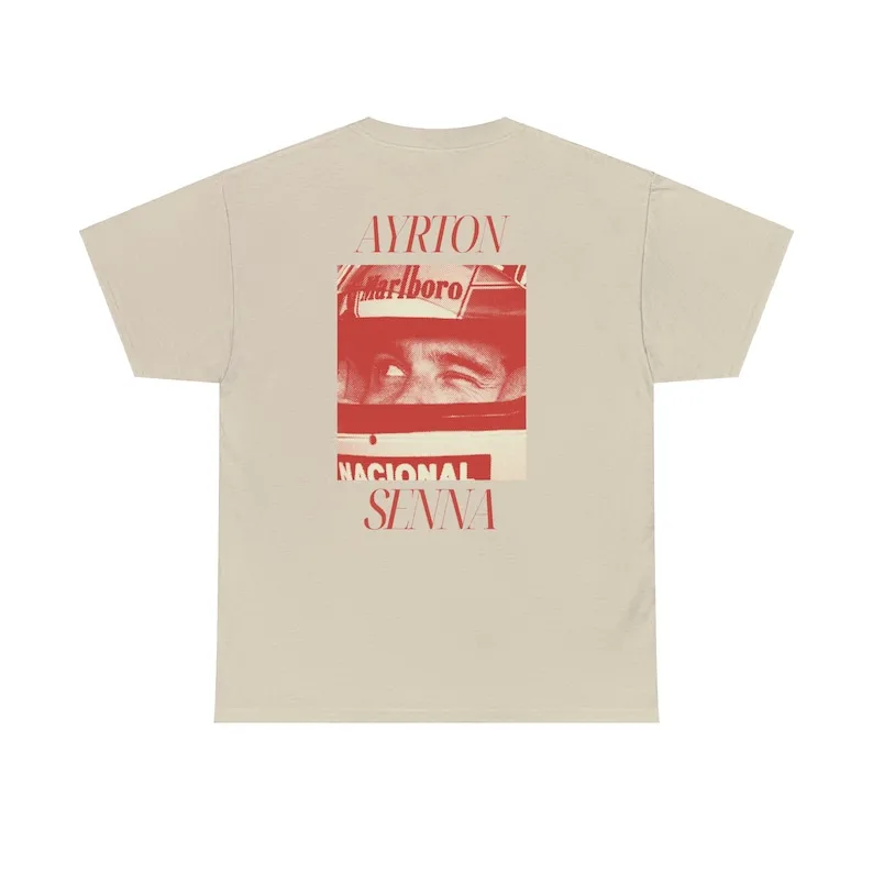 Vintage Print Men's Cotton Ayrton Senna T-Shirt F-1 Casual Black Classic Women's Short Sleeve image 2