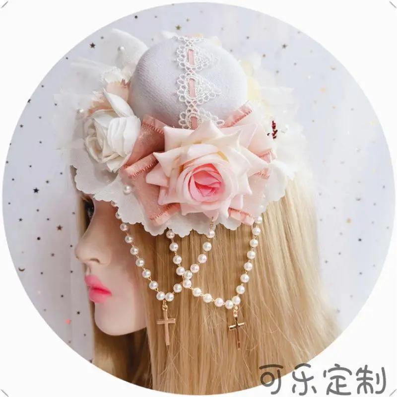 Elegant Flower Small Hat Headwear Wedding Anime Cosplay Lolita Headdress European Style Princess Hair Accessories