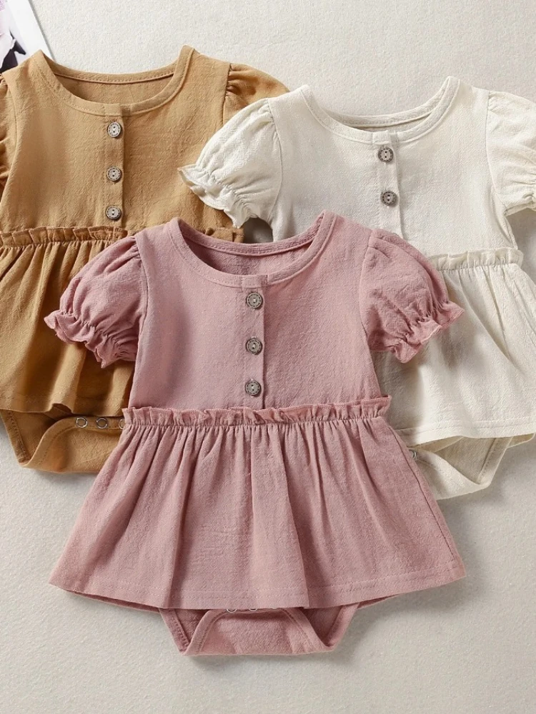 2026 female infant spring and summer triangular Romper multi-color short-sleeved Romper
