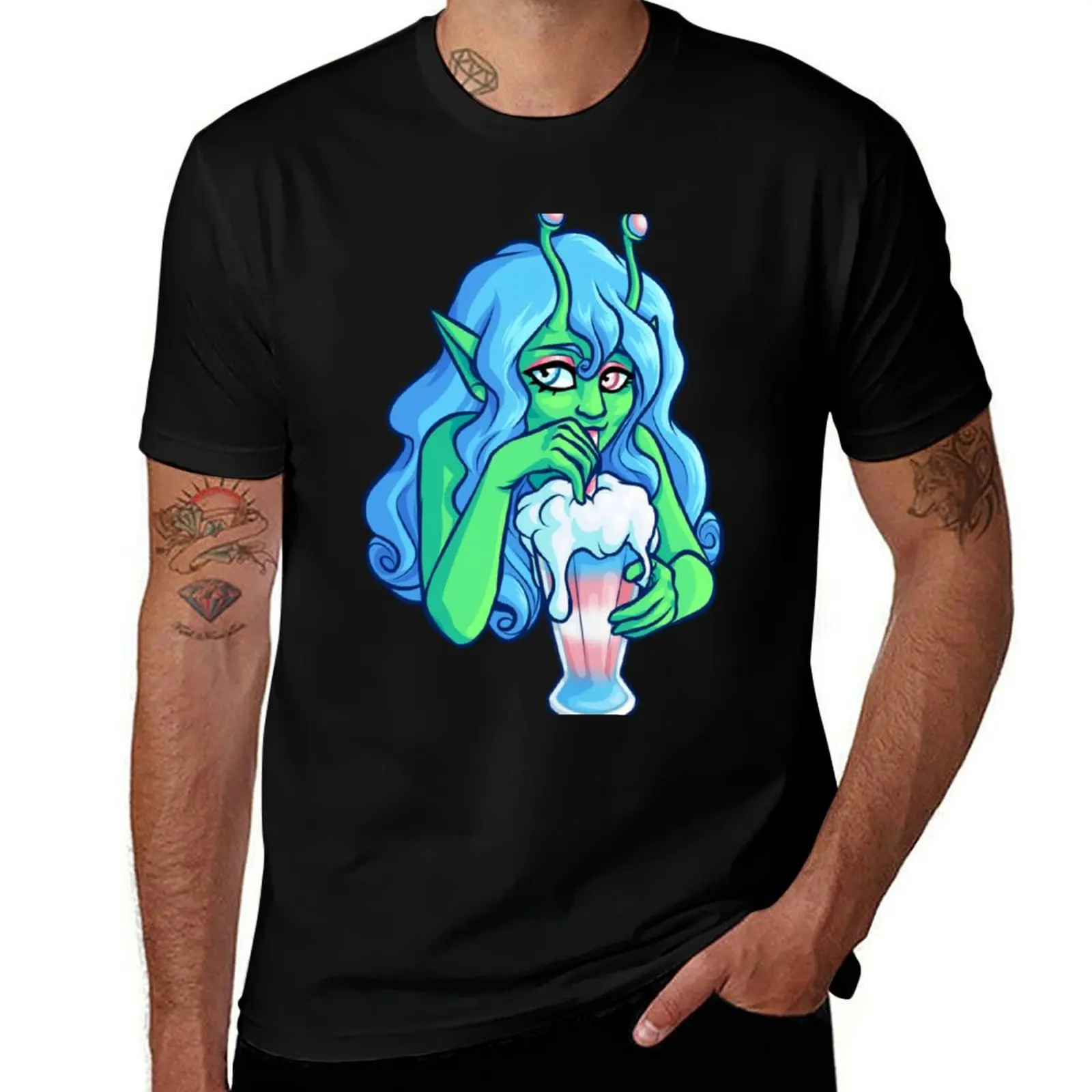Transgender Milkshake Alien T-Shirt t shirt man cotton T-Shirt