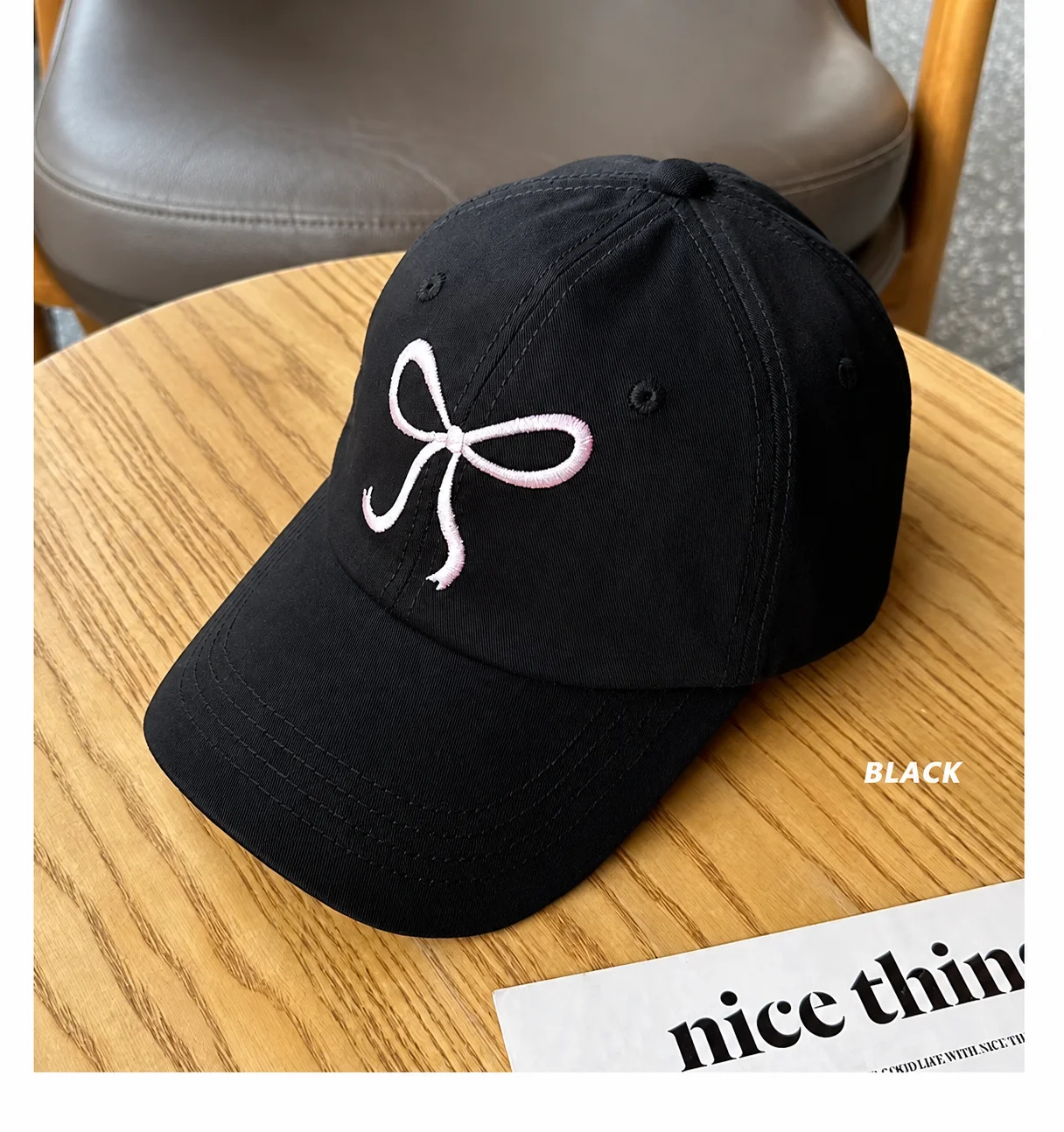 Bow Baseball Cap Cotton Soft Crown Cap Cotton Baseball Cap Embroidered For Commuting Daily Street Outing Shopping