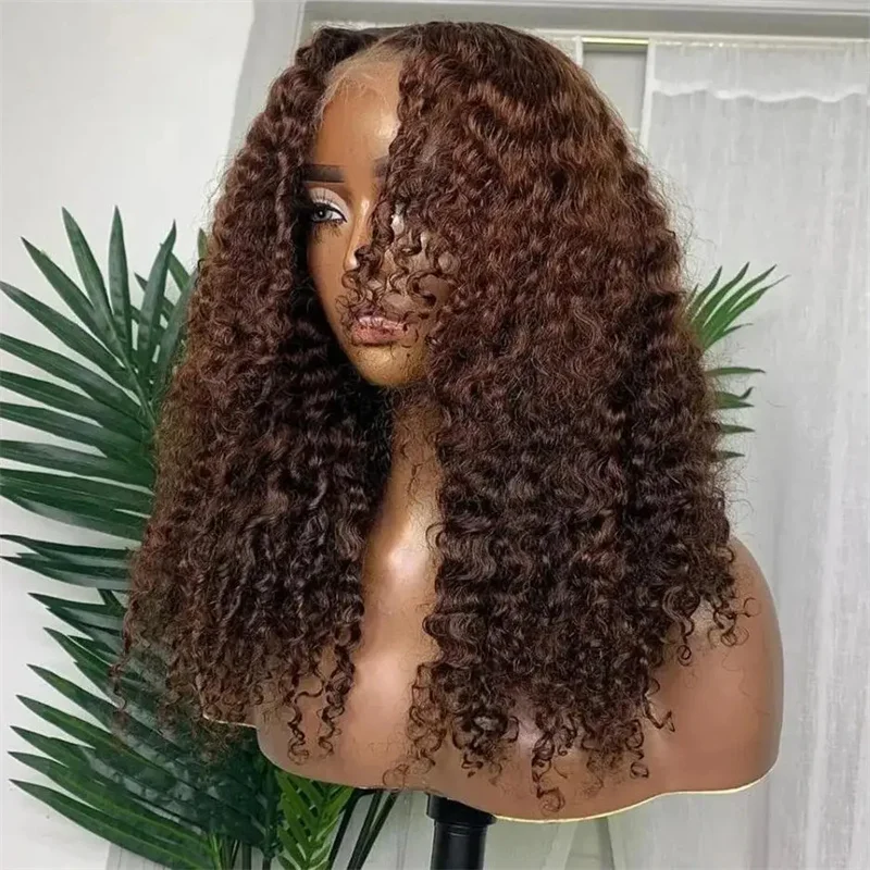 Preplucked Glueless 180Density Ombre Brown Curly 26Inch Long Natural Hairline Lace Front Wig For Black Women Baby Hair Daily