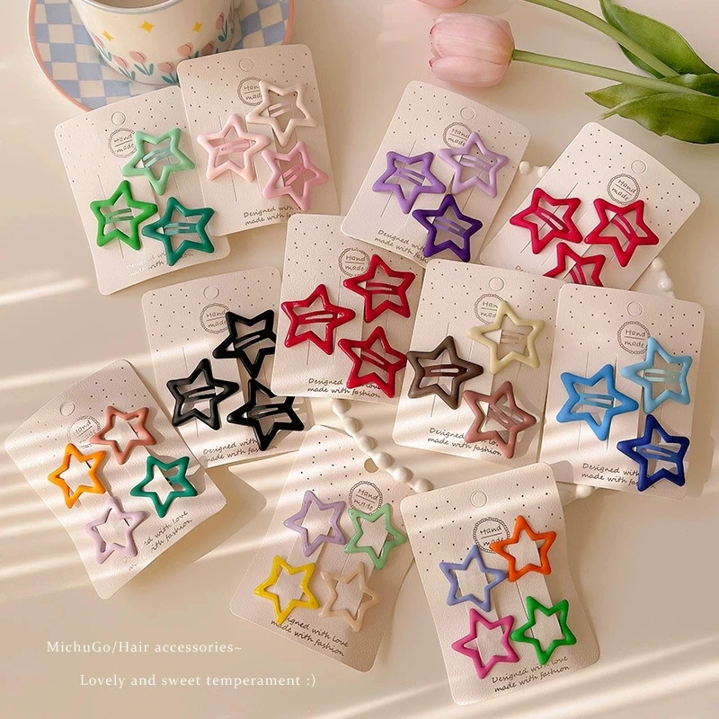 

40 шт. заколок-звездочек, милые заколки-защелки для детей, для челки, нескользящие, модные аксессуары для волос для женщин и девочек