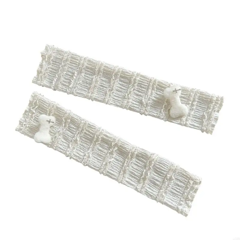 Gants longs sans doigts 270D, manches en maille froncée, chauffe-bras, gants sans doigts pour femmes, accessoires Costume