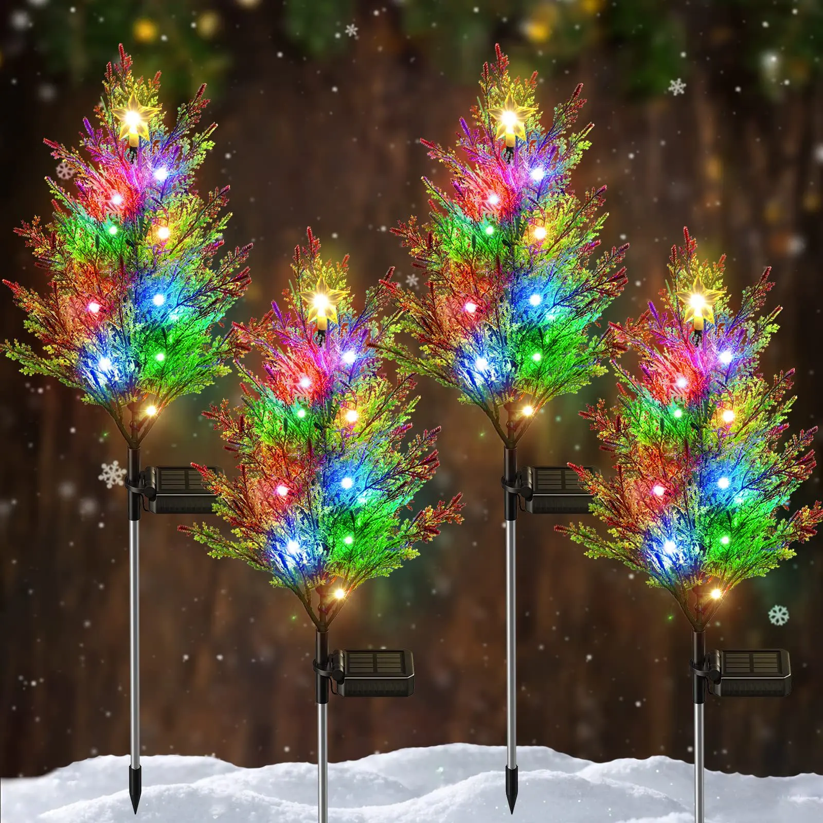 1 pz esterno solare LED quattro colori stella albero di natale terra inserimento luce decorazione Villa giardino corridoio prato luce