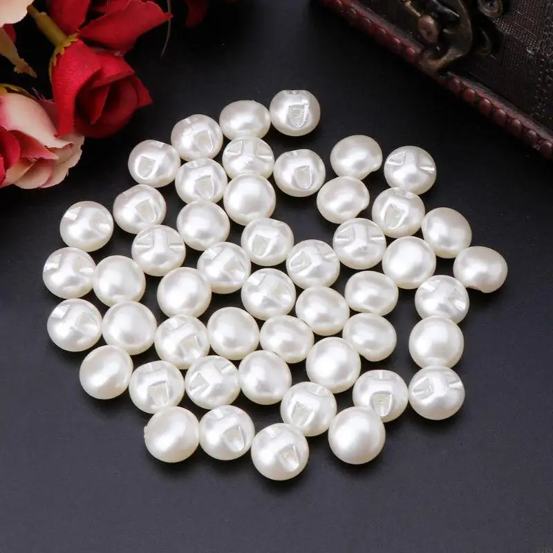 31ka Botões pérolas costura 50pcs redonda 10mm 11mm Supplies acessórios para vestido noiva Fornecimento joias