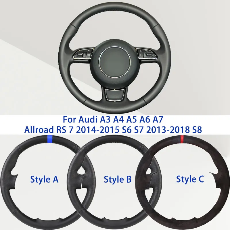 

Microfiber Synthetic Leather Car Steering Wheel Cover For Audi A3 A4 A5 A6 A7 Allroad RS7 S6 S7 S8 Soft Damping Automotive Grip