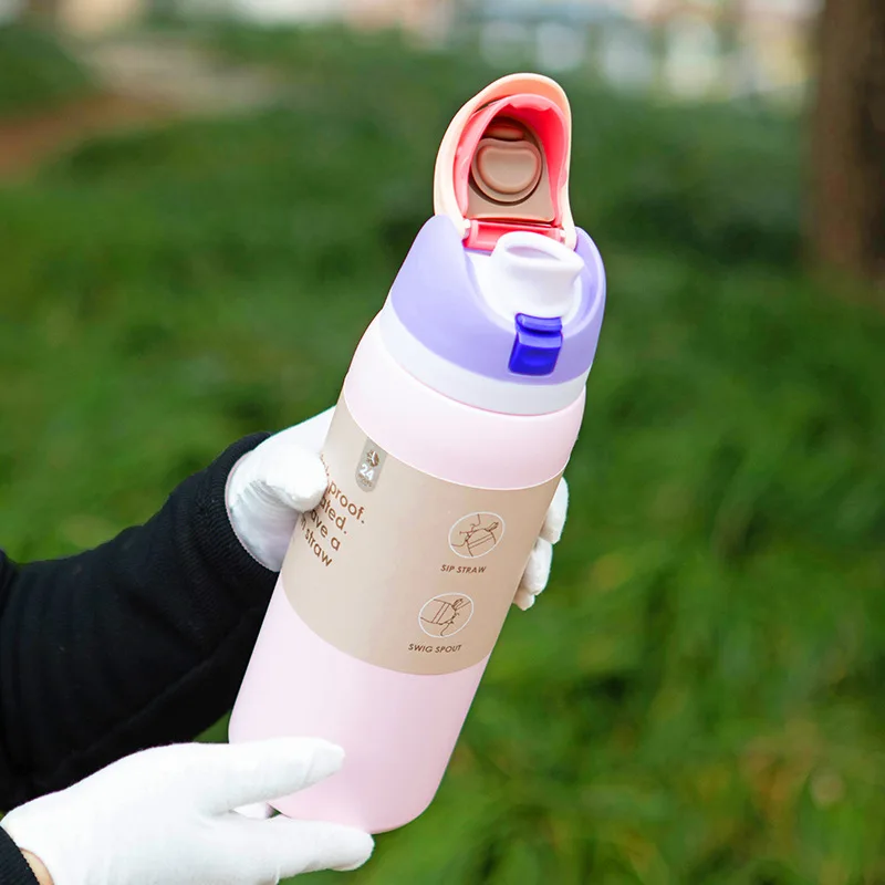 Top Seller Stainless Steel Insulated Fruit Cup, Large Capacity Portable Handheld Sports Water Bottle