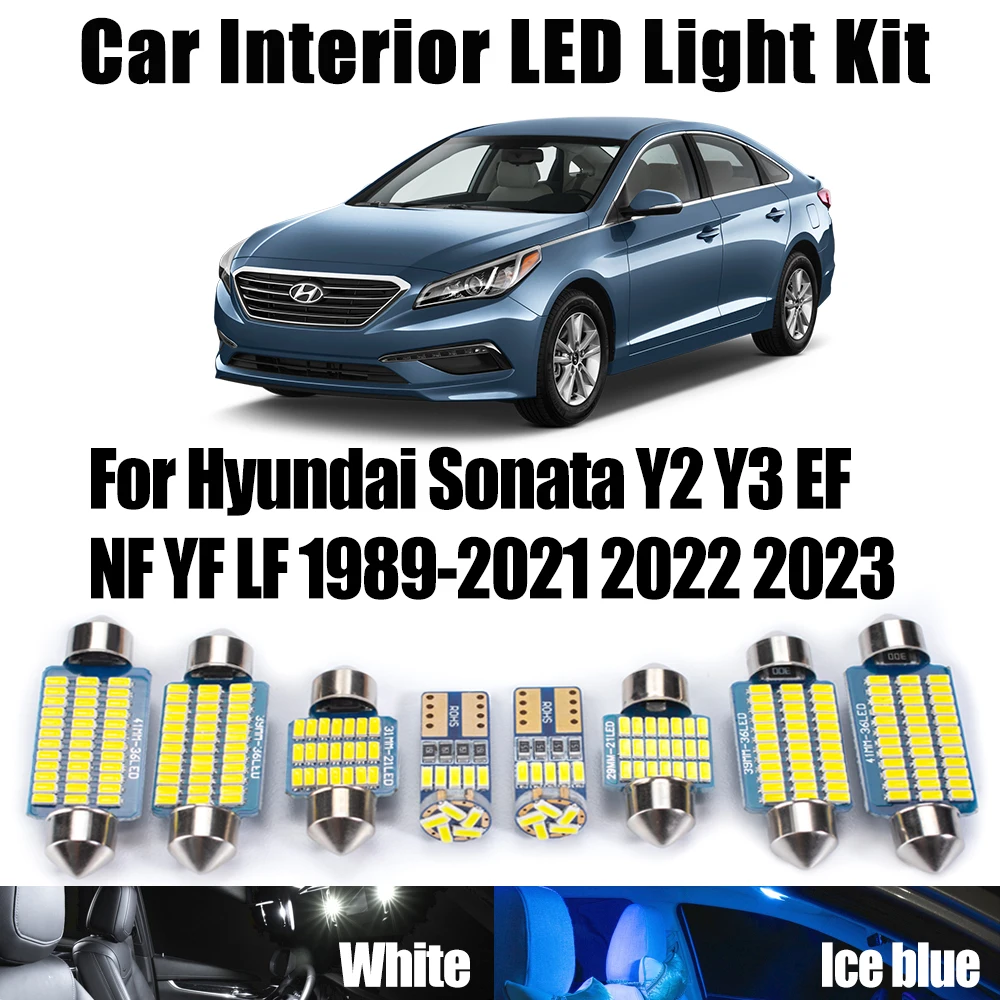 

Для Hyundai Sonata Y2 Y3 EF NF YF LF 1989-2021 2022 2023 Автомобильные лампы для номерного знака багажника Canbus светодиодный комплект внутреннего потолочного освещения для карты