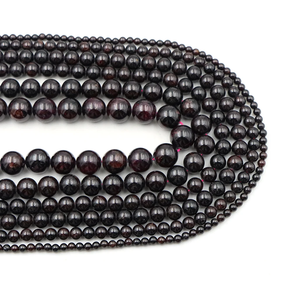 Genuine Natural Stone Dark Red Garnet Bead Round Loose Spacer Gem 4 6 8 10mm For Jewelry Making Diy Necklace Bracelet Accessory view 3