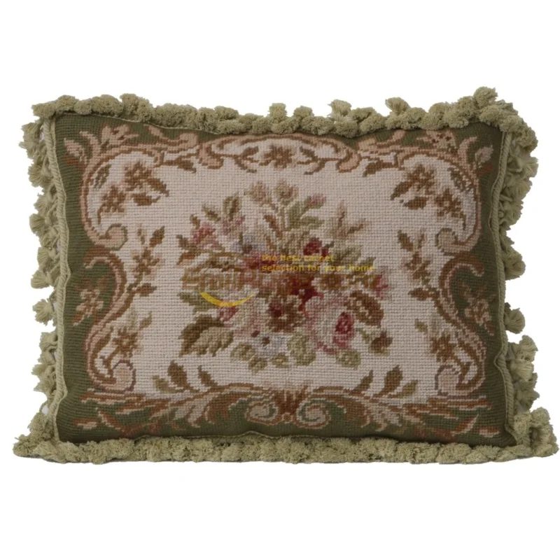 Luxurious woolen throw pillow from Dubai, Middle East, embroidered cushion cover, court-style, coreless