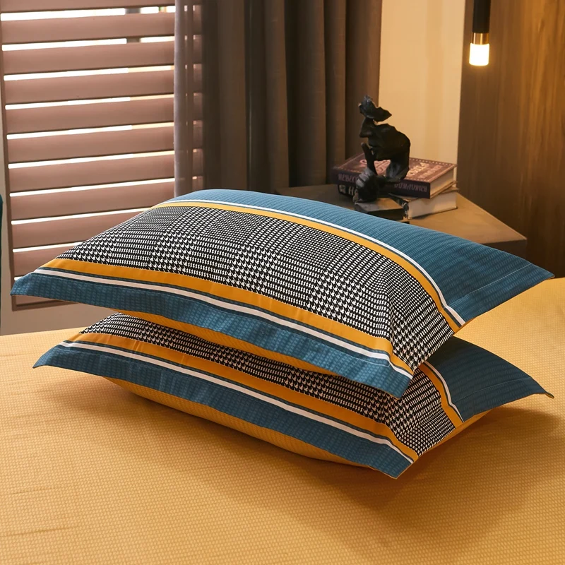 3pcs Dark Blue Striped Style Duvet Cover Set for Boy Geometric Pattern Luxury Hotel Room Decor 100% Cotton Skin-friendly Bedding