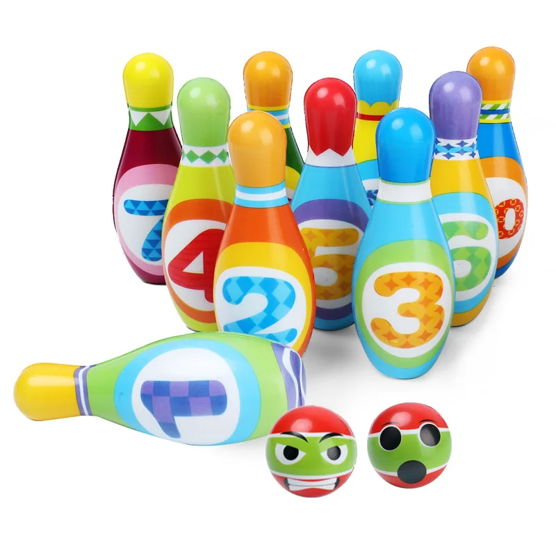 Kids Bowling Set Toys Cartoon Number Pattern Ball And Pins Gutterball Funny Indoor Outdoor Sports Parent-child Interactive Toys