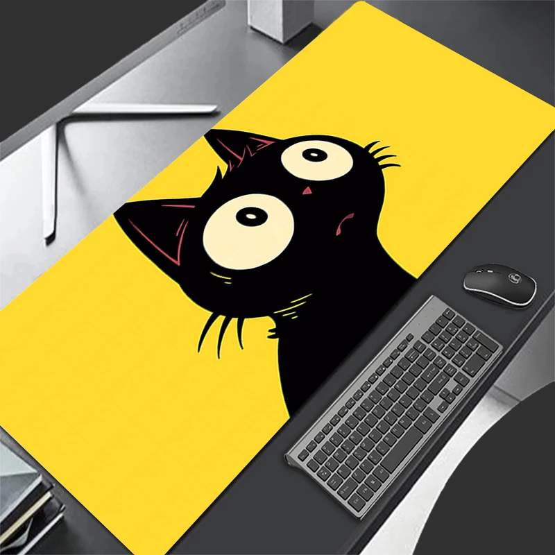 لوحة ماوس ألعاب من السيليكون على شكل قطة سوداء جميلة كرتونية بحافة كبيرة وقفل لوحة المفاتيح ولوحة المفاتيح مع حصيرة طاولة مضادة للانزلاق #1