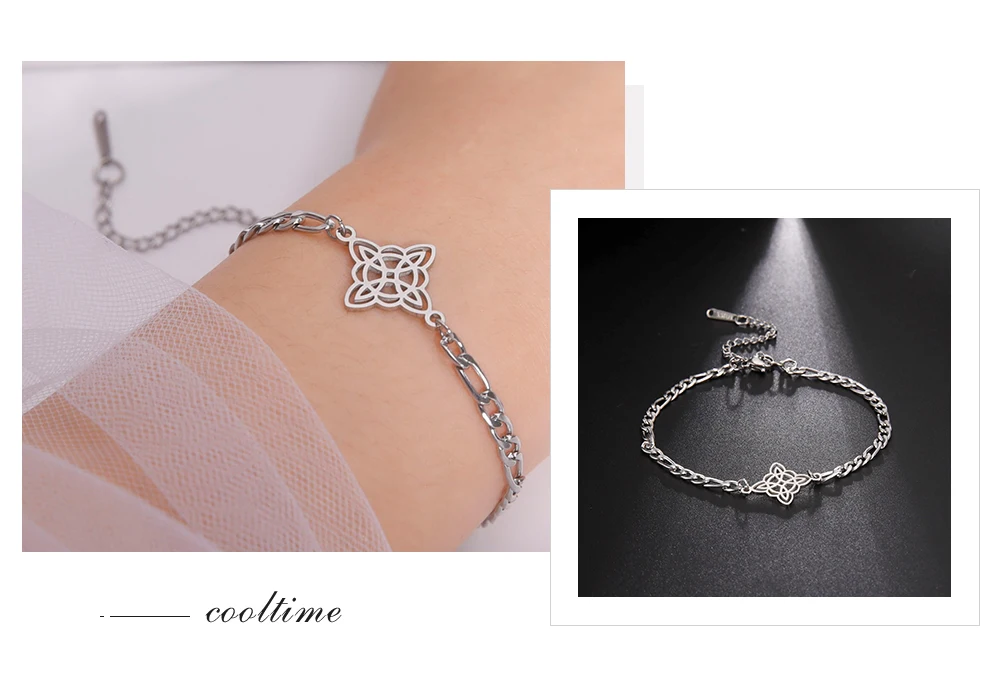 COOLTIME Edelstahl-Armband mit Hexenknoten-Anhänger, Figaro-Kettenarmband für Frauen, Wicca-Amulett-Schmuck, Geschenk zum Frauentag – Detail 11