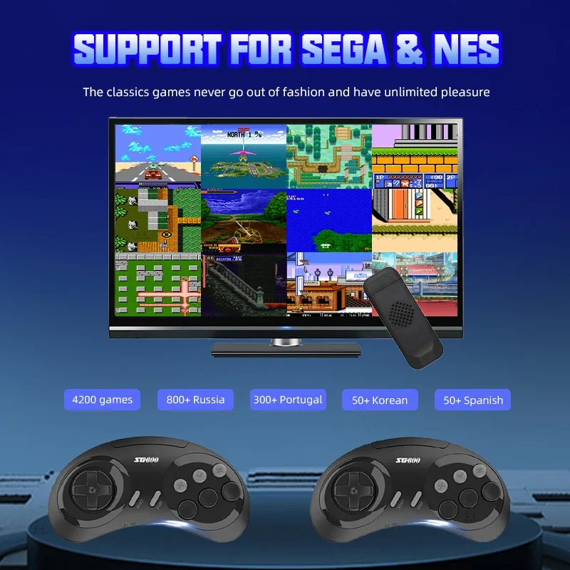 Consola MD inalámbrica 4k de 16 bits para videojuegos, para Everdrive SEGA NES FC Genesis Mega Game Stick, sistema Retro, juego de TV Dendy
